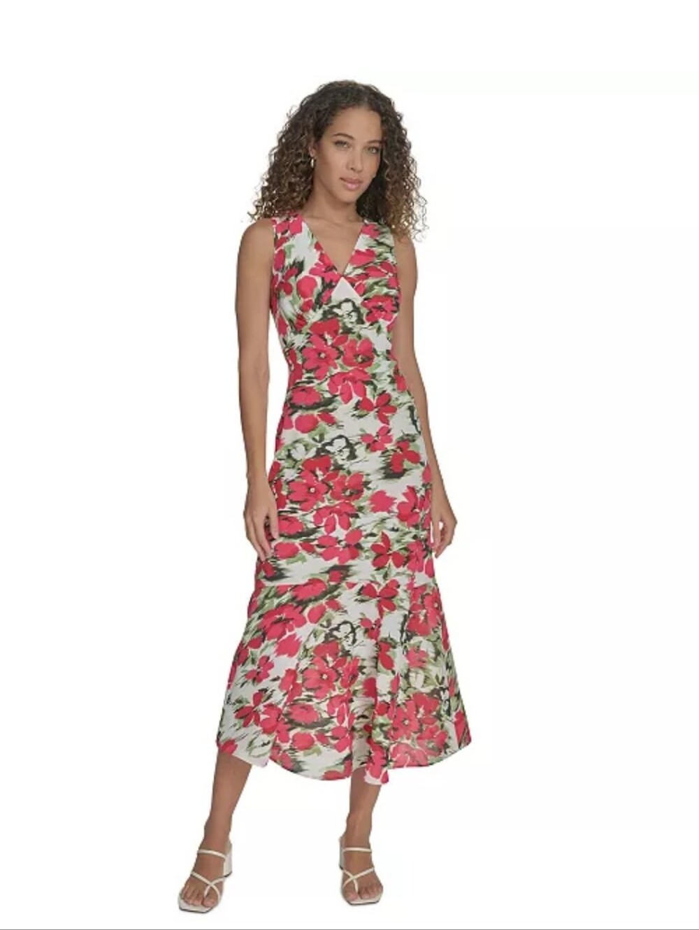 NWT Calvin Klein Floral Sleeveless Maxi Dress Size 6 Pink White MSRP $134 Party